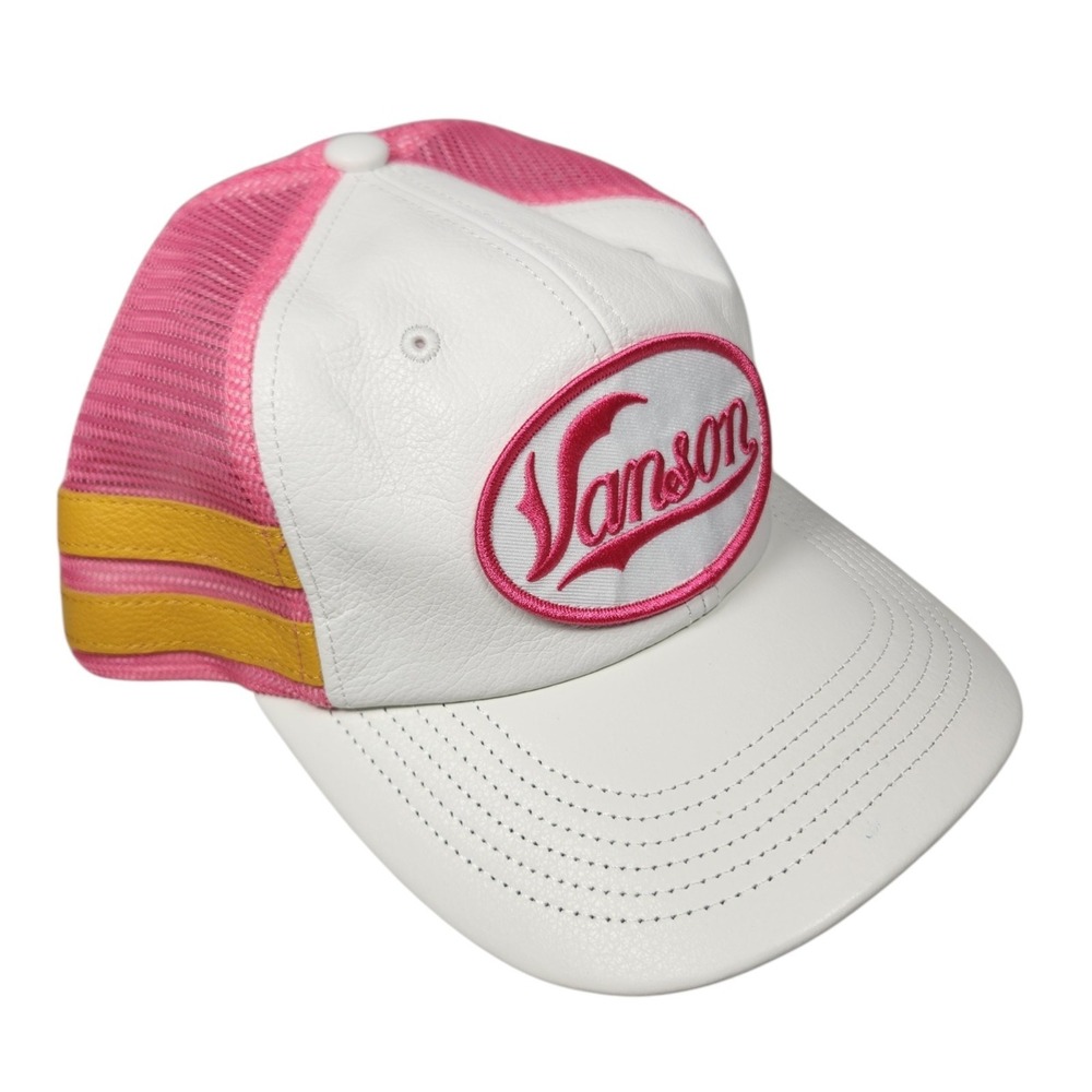 Supreme Vanson Leathers Mesh Back 6 Panel Hat Pink White
